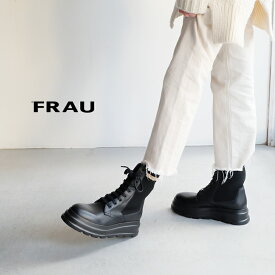 【SALE】FRAU made in Italy ニットレースアップブーツ 厚底 軽量 ブラック 黒 本革 履きやすい おしゃれ（frau86q5）インポートシューズ　クーポン