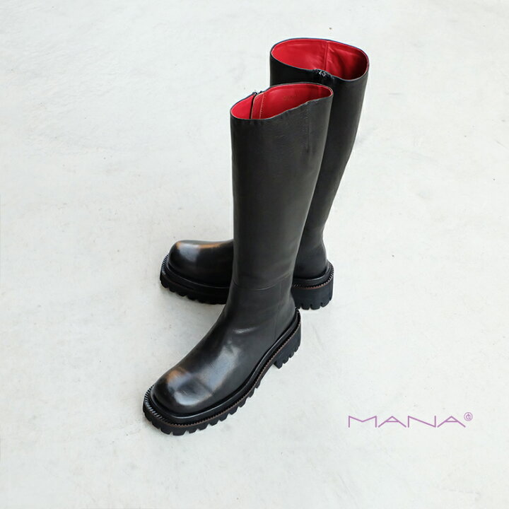 楽天市場】MANA マナ レディース ロングブーツ ラグソール ファスナー  