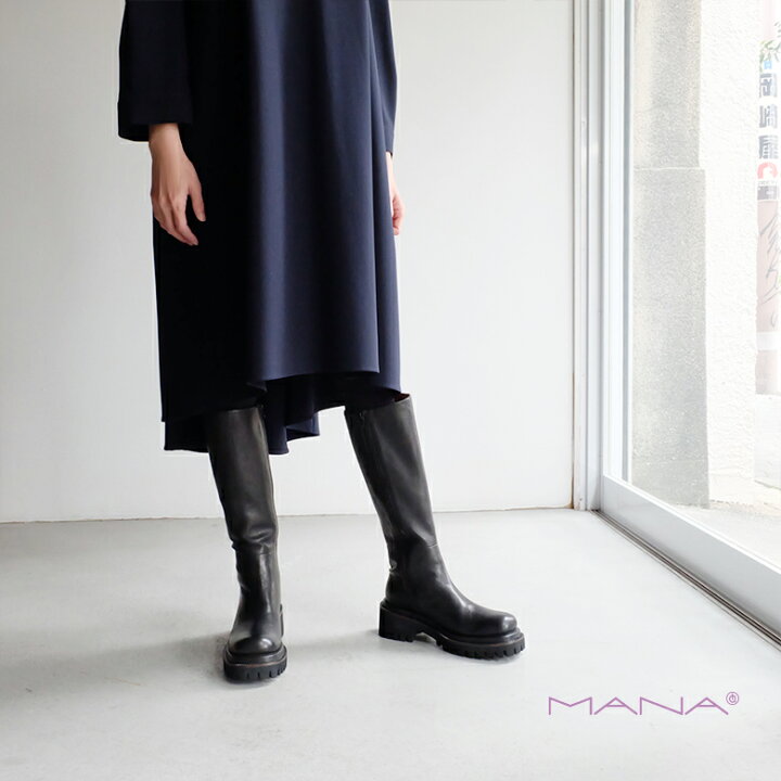 楽天市場】MANA マナ レディース ロングブーツ ラグソール ファスナー 