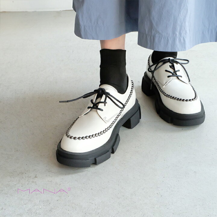 美品】MANA / 厚底レースアップシューズ ホワイト 37