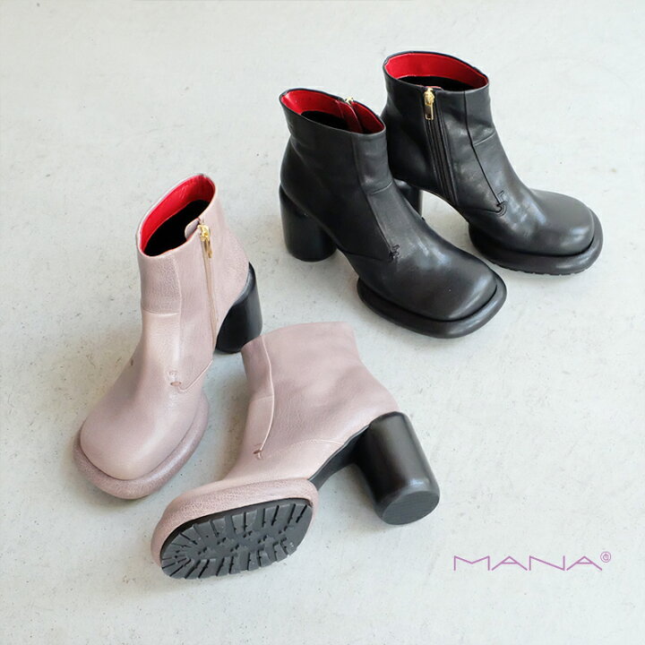 楽天市場】MANA マナ レディース ショートブーツ ヒール ファスナー 
