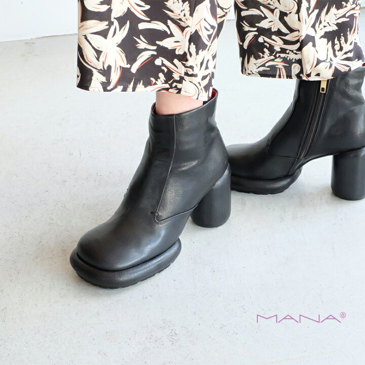 楽天市場】MANA マナ レディース ショートブーツ ヒール ファスナー 