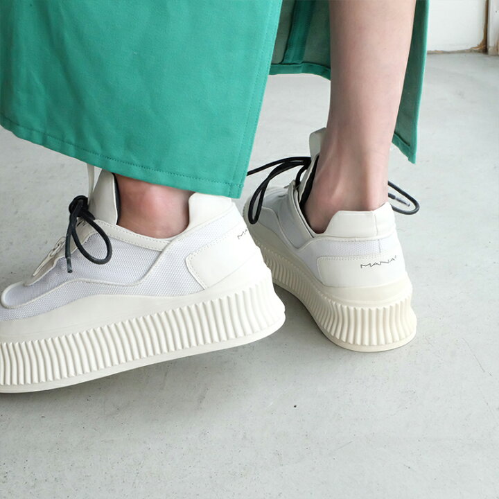 楽天市場】MANA マナ レディース スニーカー 白 グレー ブロック  