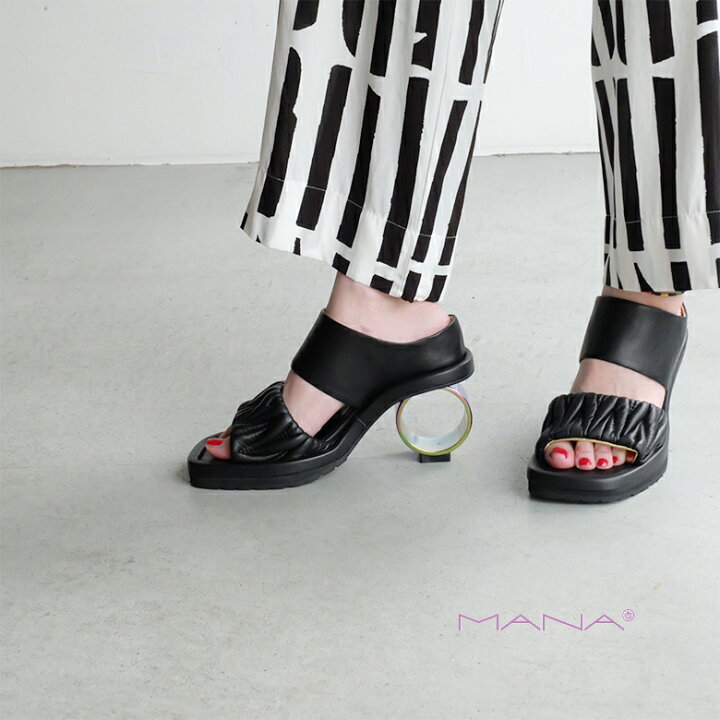 楽天市場】MANA マナ レディース サンダル ミュール デザインヒール 本 