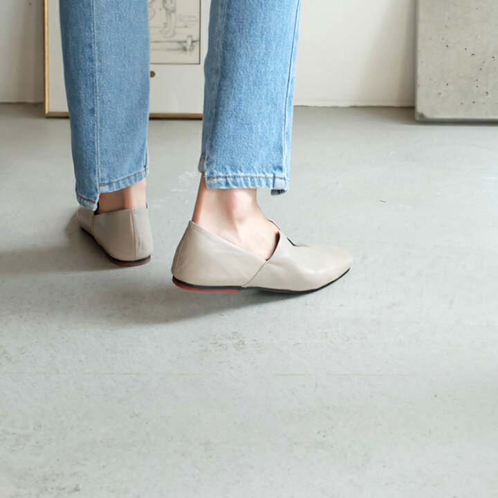 楽天市場】yuko imanishi+ AZU レディース 本革 スクエアトゥ フラット  