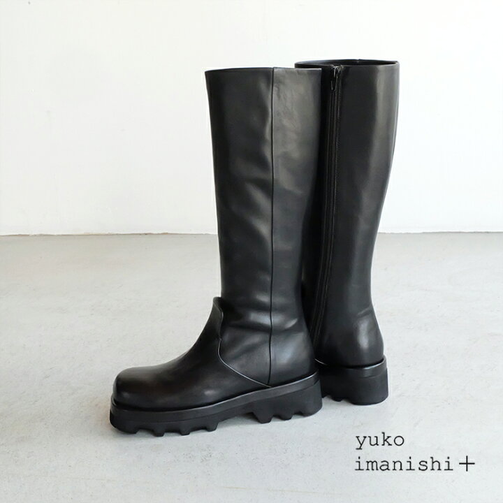 楽天市場】yuko imanishi+ SOU レディース ロングブーツ 黒 厚底 本革 
