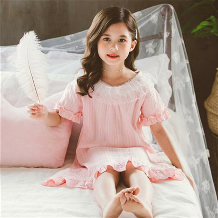 楽天市場 パジャマ ワンピース 子供 キッズ パジャマ 女の子 可愛い 半袖 ワンピース フリル 姉妹 お揃い 子供服 ルームウェア ナチュラル 110 1 130 140 150 160 アルフィーネ