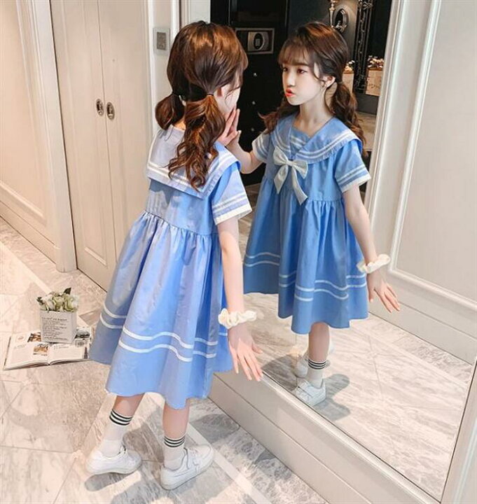楽天市場 セーラー ワンピース 女の子 半袖 子供 ワンピース ガールワンピース キュート キッズ 子供服 ギフト 夏物 ショートスカート1 130 140 150 160 170cm アルフィーネ