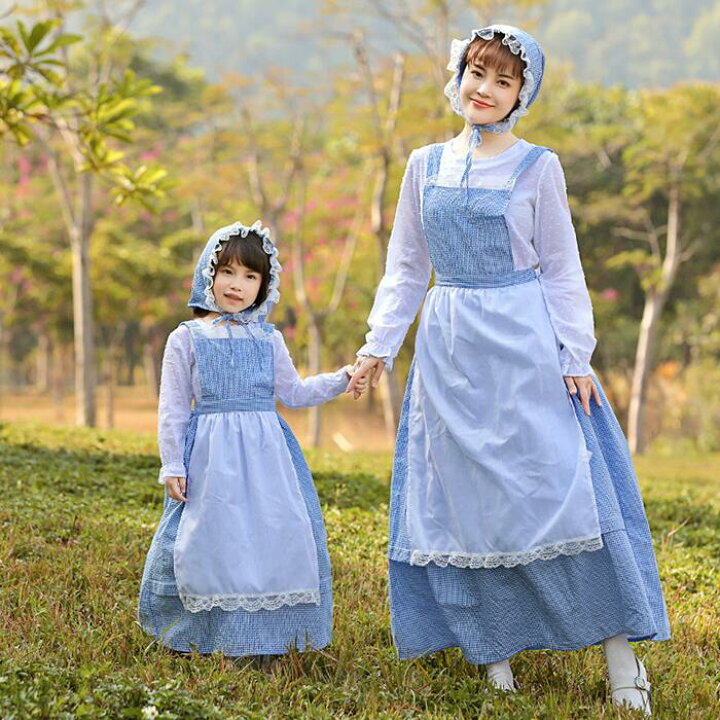 楽天市場 メイド服 ロング コスプレ衣装 メイド イギリス風 フリル 3点セット ロングワンピース エプロン カチューシャ コスチューム ハロウィン レディース 子供 可愛い ゴスロリ 萌えロリータ 送料無料 アルフィーネ
