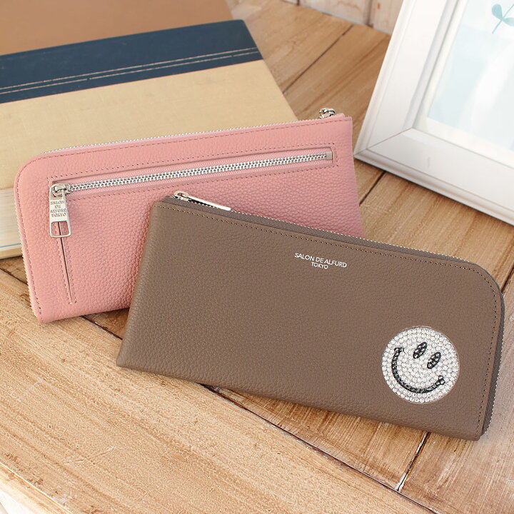 楽天市場 長財布 レディース 薄い L字ファスナー 本革 フラグメントケース 使いやすい クリスタル スマイル ニコちゃん 財布 ピンク おしゃれ プレゼント 大人可愛い 30代 40代人気 女性 50代 1412 Sc Sw スマイル L字長財布 スペインカーフver 母の日 Salon De Alfurd
