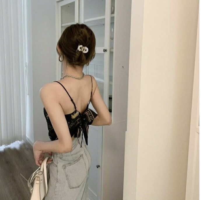 楽天市場】トップス キャミソール レギュラー丈 スリム バックリボン  