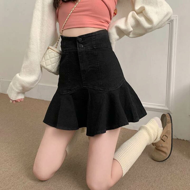 マーメイドスカートデニム 黒 Honeys ハニーズ の マーメイドスカート デニムスカート