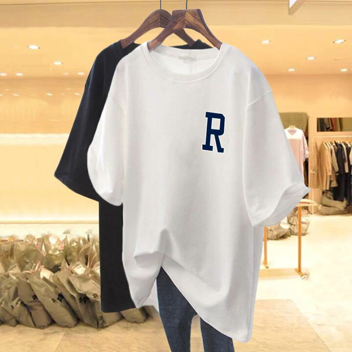 楽天市場】トップス Tシャツ 半袖 ラウンドネック ワイド ゆったり  