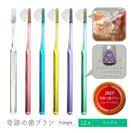 公式【送料無料】奇跡の歯ブラシ〈トライアングルハンドル〉 12本セット おすすめ 歯科医 ランキング ホワイトニング 3列 ピラミッド なぞるだけで汚れが落ちる 歯茎 歯周病 歯並び 歯間 オーラルケア 虫歯 むし歯 歯肉炎 汚れ 口臭 ふつう 日本製 ネコポス