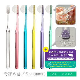 公式【送料無料】奇跡の歯ブラシ〈トライアングルハンドル〉 12本セット おすすめ 歯科医 ランキング ホワイトニング 3列 ピラミッド なぞるだけで汚れが落ちる 歯茎 歯周病 歯並び 歯間 オーラルケア 虫歯 むし歯 歯肉炎 汚れ 口臭 ふつう 日本製 ネコポス