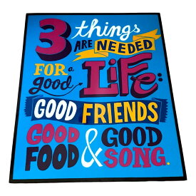 【送料無料】 3 LIFE GOOD FOOD FRIENDS SONG アートパネル 壁掛け 据え置き 壁掛けフック付き アーティスト POPパネル インテリア アートフレーム ポスター cool クール 面白い かっこいい アート 雑貨 カフェ リビング 額付き 額縁 オシャレ