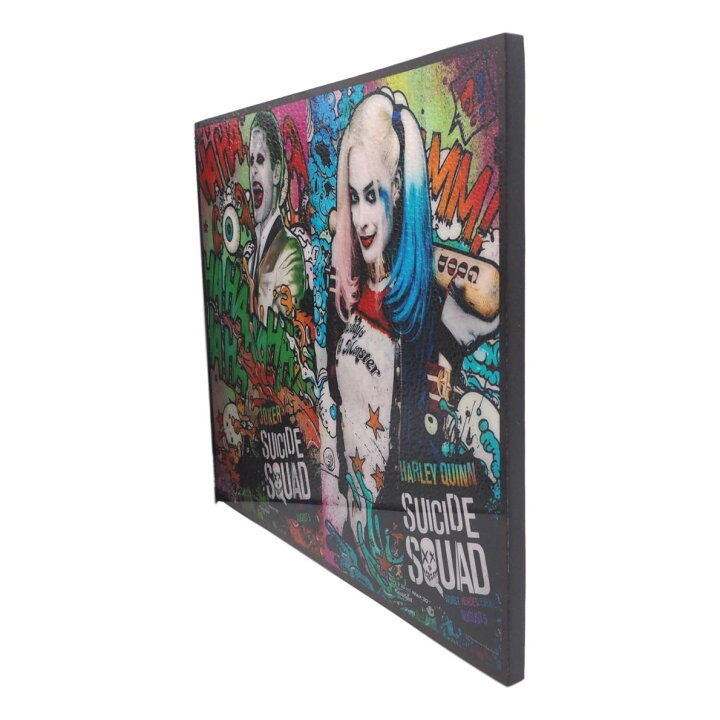 楽天市場 送料無料 ハーレイ クイン Harley Quinn 映画 スーサイド スクワッド Suicide Squad バットマン アートパネル 壁掛け フック付き アーティスト インテリア アートフレーム アート ポスター ジョーカー グッズ クール かっこいい おしゃれ な マーベル