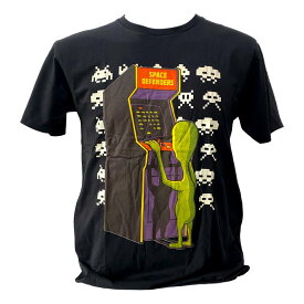 送料無料 スペースインベーダー インベーダーゲーム エイリアン Space Invaders Tシャツ インナー バンド Tシャツ メンズ レディース ロック 黒 ブラック プリント セレクトTシャツ ユニセックス 面白い デザイン 誕生日 プレゼント 彼氏 ギフトバッグ 袋 贈り物