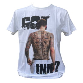 【送料無料】 GOT INK TATOO 刺青 パロディー プリントTシャツ ムービーTシャツ バンドTシャツ メンズ レディース ユニセックス 白 ホワイト S/M/L INDEEZ 変わったTシャツ 個性的 ペア