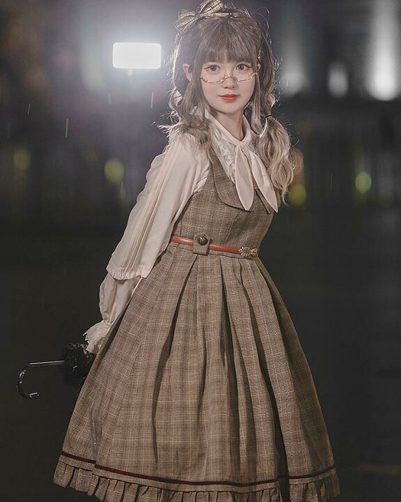 楽天市場】ロリィタ 秋冬 制服 学園風 チェック柄 ジャンパースカート 