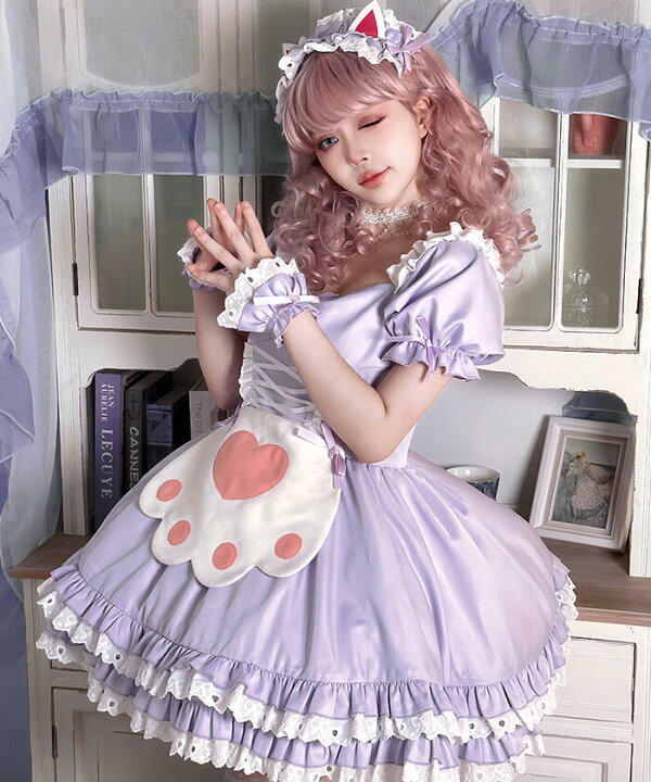 楽天市場】メイド服 猫耳メイド ワンピース エプロン ヘッドドレス 