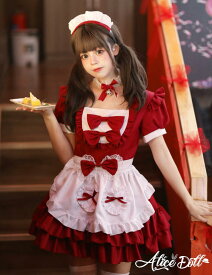 ゆめかわいい メイド服 メイド ワンピース エプロン カチューシャ 半袖 ミニ丈 ミニスカ フリル リボン ドレス ロリータ Lolita ロリィタ ゴスロリ 甘ロリ メイドカフェ 制服 清楚 エレガント レディース かわいい 衣装 女の子 メイド喫茶 飲食店