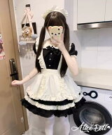 クラシカル メイド服 セット ロリィタ 半袖 ワンピース エプロン カチューシャ付き かわいい ミニ丈 フリ…