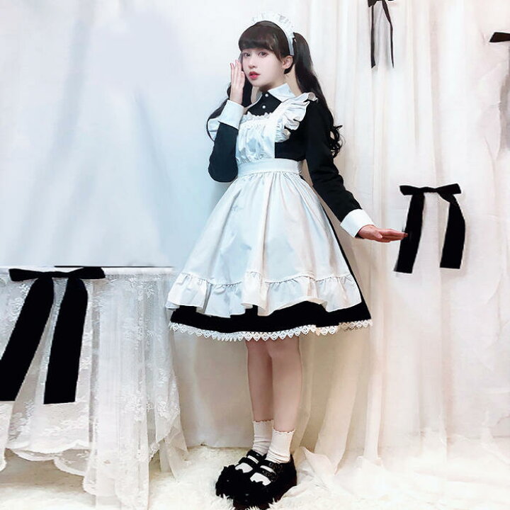 楽天市場】即納 高品質 メイド服 ワンピース 長袖 コスプレ 豪華セット  
