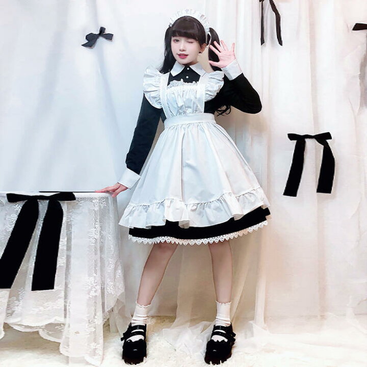 楽天市場】即納 高品質 メイド服 ワンピース 長袖 コスプレ 豪華セット 