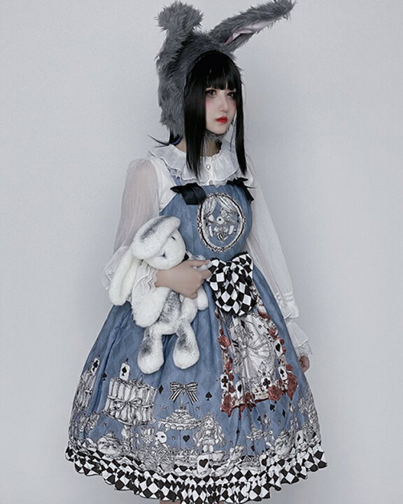 楽天市場 ロリータ ワンピース オリジナル ゴシック キャミワンピ 不思議の国のアリス レトロ 可愛い アリス ブラックアリス Jsk ゴスロリ ゆめ かわいい モノトーン チェック 幻想的 おとぎの国 甘ロリ クラロリ ブラウス ヘアアクセカチューシャ ロリィタ Lolita