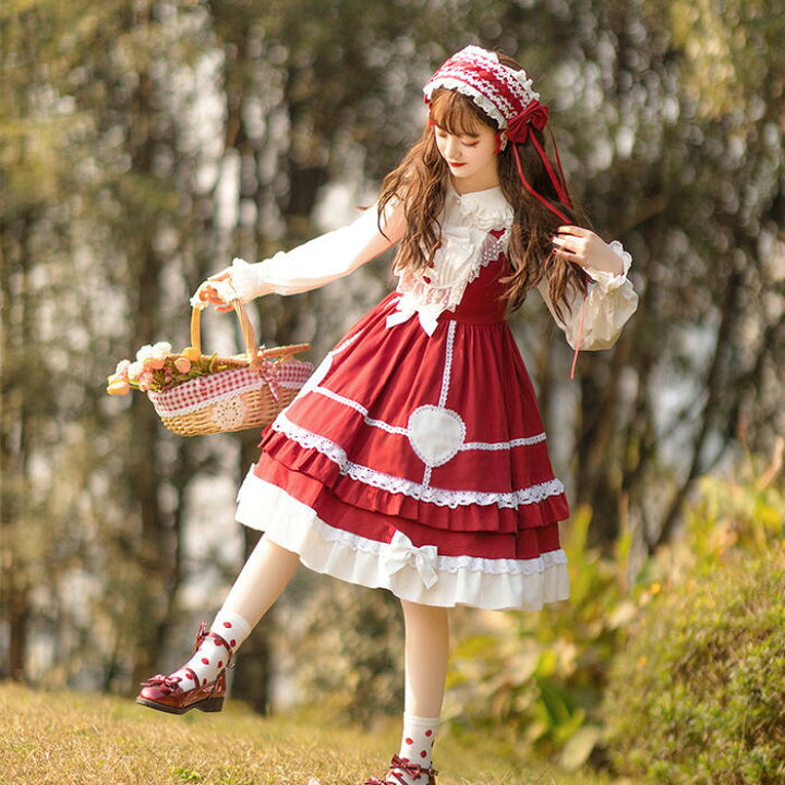 楽天市場 ロリータ ワンピース 夏 ノースリーブ 甘ロリ ジャンパースカート かわいい 選べる3カラー ワインレッド ブラック ネイビー ゆめかわいい ゴシックファッション ロリィタ Lolita ゴスロリ お出かけ デート イベント パーティー ドレス Alice Doll