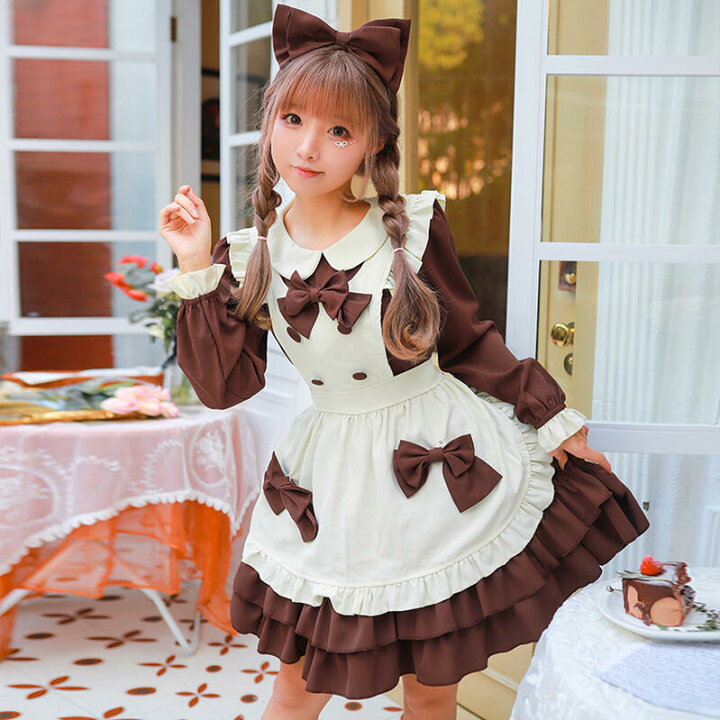 楽天市場】メイド服 ロリータ メイド 3点セット エプロン ドレス 