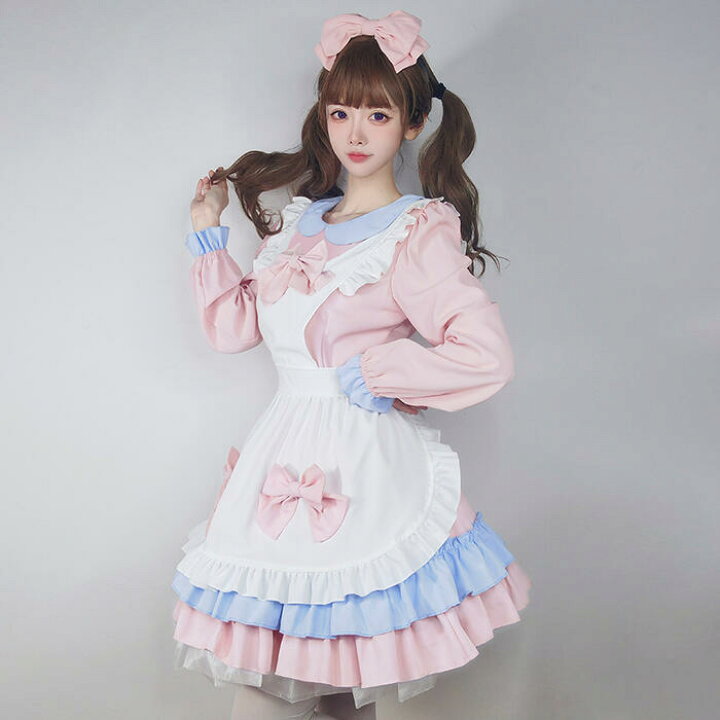 楽天市場】メイド服 エプロン ロリータ コスプレ セット ワンピース 