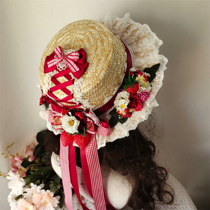 楽天市場】ロリータ 麦わら帽子 ロリィタ 豪華 ハンドメイド 日除け 夏 