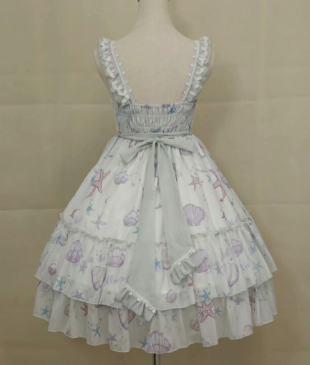 楽天市場 ロリータ ワンピース Jsk 貝殻 プリント ハイウエスト 可愛い 選べる3カラー S M L Xl Alice Doll