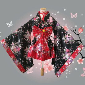 レディース 桜 コスプレ 6点セット アニメ服 和服 スカート チョーカーなど レッド ピンク S M L XL 2XL 3XL ファッション