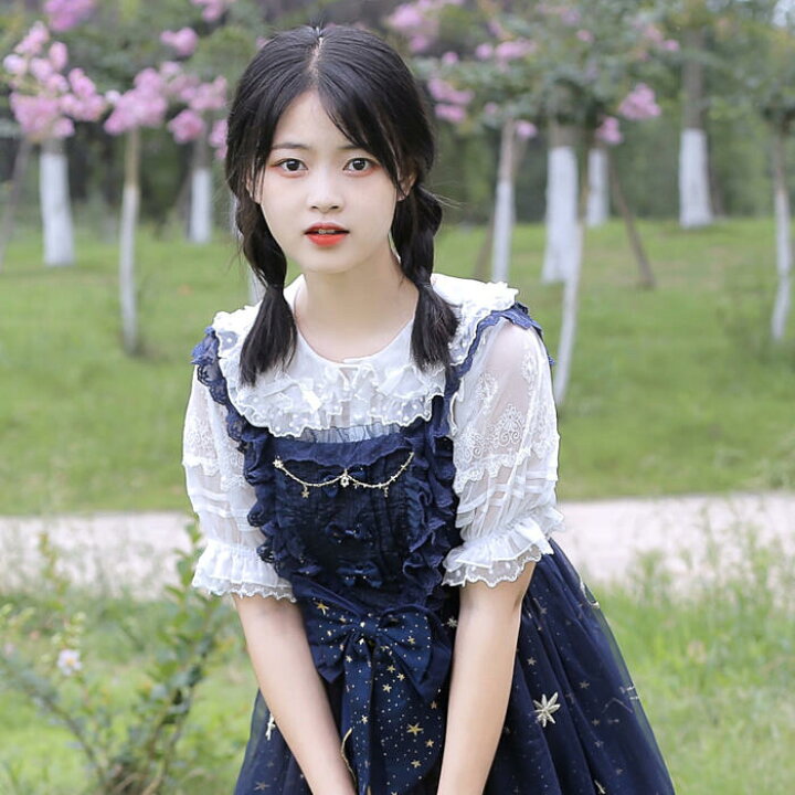 楽天市場 ロリータ ブラウス 半袖 夏 かわいい 涼しい 清楚 レディース ピーターパン襟 シフォン おしゃれ ホワイト レース トップス Alice Doll