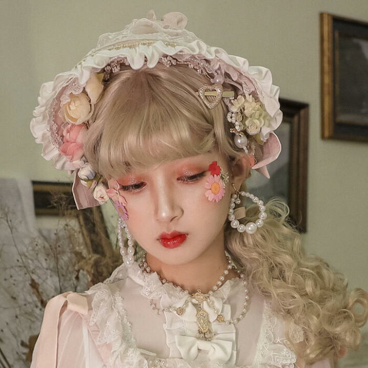 楽天市場 即納 ロリータ ボンネット 帽子 ヘアアクセサリー ロリィタ レディース 髪飾り 可愛い ゆめかわいい コスプレ ハロウィン ジャンパースカート ドレス 甘ロリ 姫ロリ クラロリ レース リボン フリル 衣装 ゴスロリ ゴシック ヘッドドレス ロリータ服 ロリータ