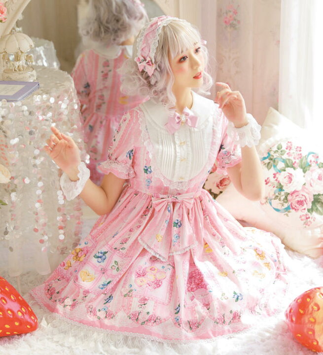 楽天市場 ロリータ ワンピース 半袖 秋 夏 春 レディース オリジナル ブルーベリー ロリィタ ゆめかわいい Lolita 甘い コスプレ デート 姫 甘ロリ Alice Doll