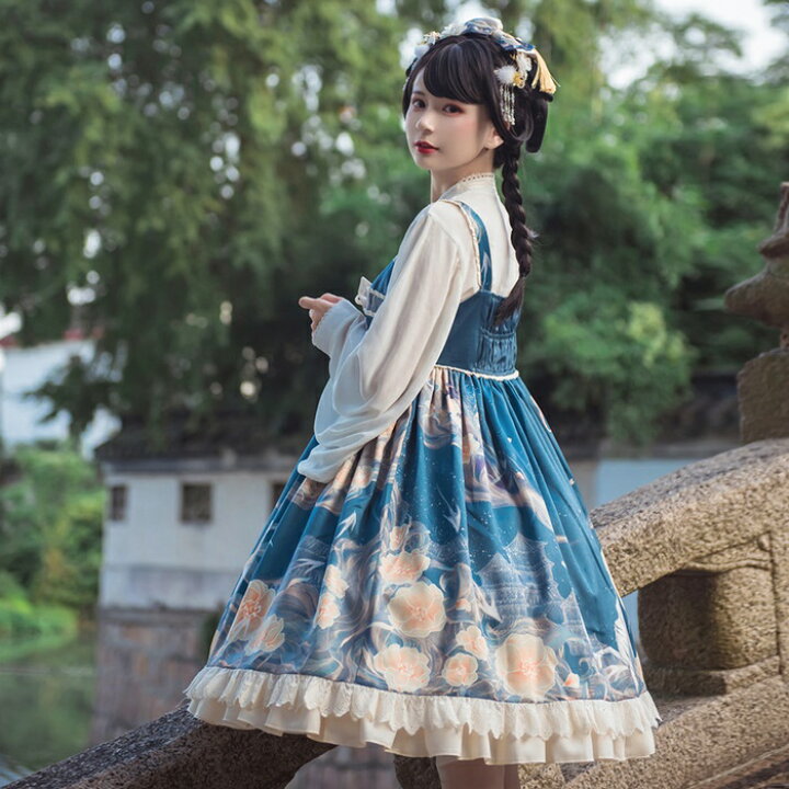 楽天市場】ロリータ ワンピース チャイナドレス ジャンパースカート 華  