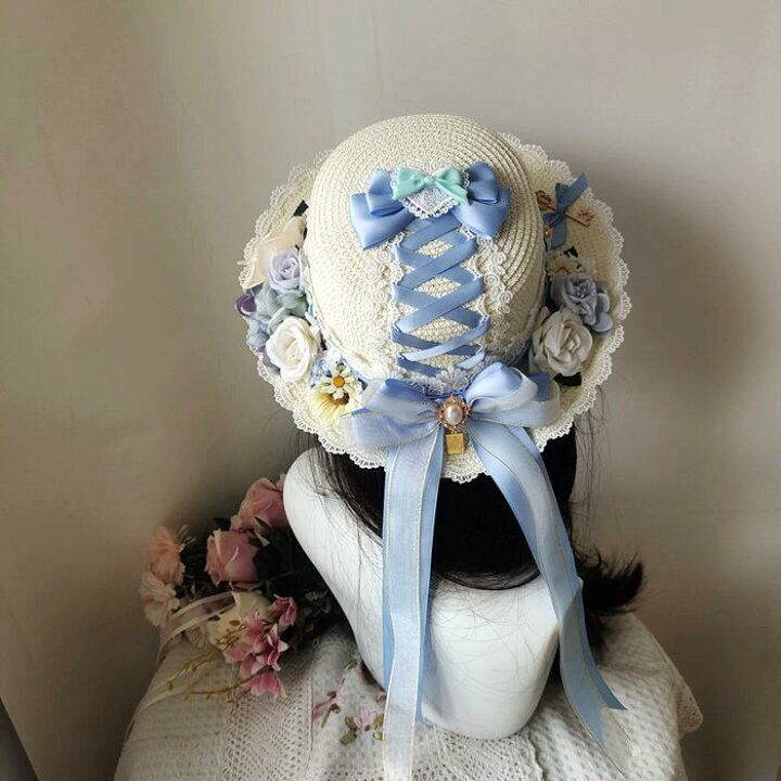 楽天市場】麦わら 帽子 ロリータ 花 薔薇 レース ゴシック ガーリー  