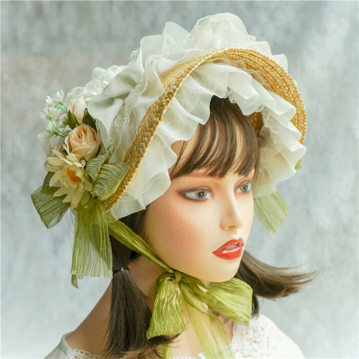楽天市場】ロリータ ヘッドドレス ボンネット 帽子 花 コサージュ 
