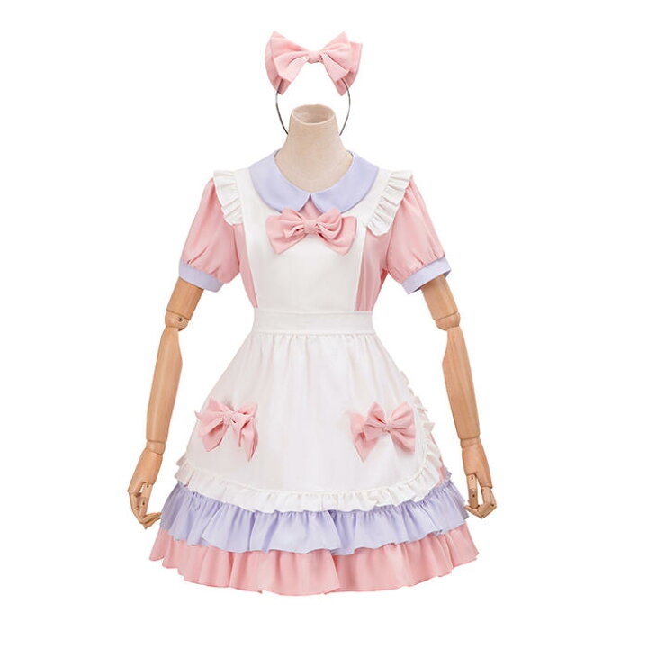 楽天市場】メイド服 エプロン コスプレ 甘ロリータ 3点セット 半袖 