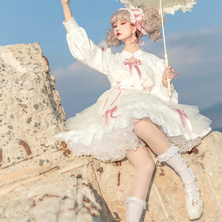 楽天市場】秋 新作 中華風 ゆめかわいい 中華ロリータ ロリータ メイド 