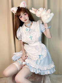 メイド服 ナース 看護師 コスプレセット ロリータ セクシー 可愛い 十字架 クロス ゆめかわいい キュート ハート フリル ロリィタ レディース ミニワンピース ワンピース エプロン コスプレ 甘ロリ ゆめかわ