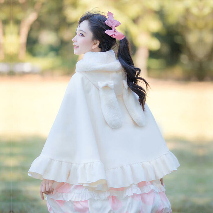 楽天市場】ロリータ 姫系 ポンチョ コート アウター リボン フリル 