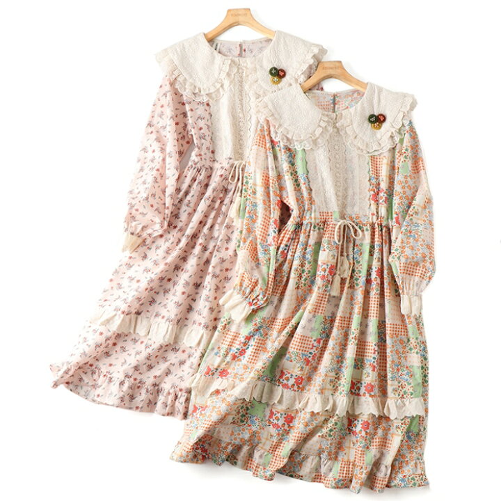 楽天市場】ワンピース 春 夏 大人可愛い プリントワンピース ドール  