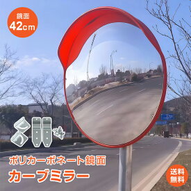 ＼7/10限定ポイント5倍／【1年保証】カーブミラー 家庭用 丸型 42cm 鏡 安全ミラー ガレージミラー 車庫 駐車場 路地 曲がり角 屋外 事故防止 ポリカーボネート ABS樹脂 ee279