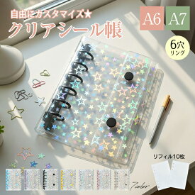 ＼まとめ買いクーポンで699円／【送料無料】クリアシール帳 ミニバインダー リフィル10枚 シール帳 リフィルセット クリアバインダー 透明 スター 星柄 シール交換 シール収納 立体シール 推し活 リフィル付き コンパクト 透明 小学生 中学生 女の子 プレゼント 文房具