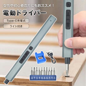 *15%OFFクーポン⇒2,250円*【送料無料】電動ドライバー コードレス 充電式 女性 初心者 家庭用 DIY 工具 軽量 電動 ドライバー コンパクト 小型 USB充電 usb-C 充電式電動ドライバー 変形 ビット セット ペン型 LEDライト付き ビット付き 家具 組立 ネジ締め トルク調整可能